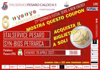 Tutti al PalaFiera: venerdì alle 20 c’è Italservice Pesaro-Petrarca. BIGLIETTO A 2€ MOSTRANDO LO SPECIAL COUPON