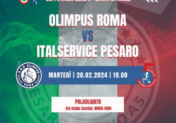 Coppa Italia, quarti di finale: domani l’Italservice a Roma (ore 19) sognando l’impresa. Mister Scarpitti “Olimpus la più forte, ma noi ci crediamo”